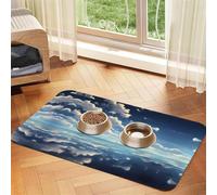WZYCWB Sets de table absorbants pour animaux de compagnie imprimés nuages blancs sur la mer, 30 x 45 cm, tapis de nourriture antidérapants pour chiens et chats
