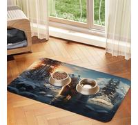 WZYCWB Sets de table absorbants pour animaux de compagnie imprimés ours polaire en hiver 40 x 60 cm - Tapis de nourriture antidérapant pour chiens et chats