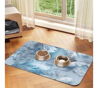 WZYCWB Sets de table absorbants pour animaux de compagnie imprimés papillons en cristal blanc 30 x 45 cm - Tapis de nourriture antidérapant pour chiens et chats