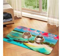 WZYCWB Sets de table absorbants pour animaux de compagnie imprimés paysages des Caraïbes 40 x 60 cm - Tapis antidérapant pour nourriture pour chiens et chats