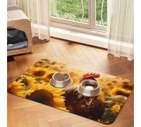 WZYCWB Sets de table absorbants pour animaux de compagnie imprimés tournesols et poules - 40 x 60 cm - Tapis antidérapant pour nourriture et bol d'eau pour chiens et chats