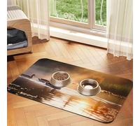 WZYCWB Sets de table absorbants pour animaux de compagnie Motif canards colverts au coucher du soleil 30 x 45 cm - Tapis antidérapant pour nourriture pour chiens et chats