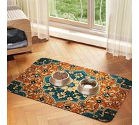 WZYCWB Sets de table absorbants pour animaux de compagnie Motif floral symétrique 30 x 45 cm - Tapis antidérapant pour nourriture pour chiens et chats