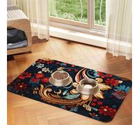 WZYCWB Sets de table absorbants pour animaux de compagnie Motif floral vintage 30 x 45 cm Tapis antidérapant pour nourriture et bol d'eau pour chiens et chats