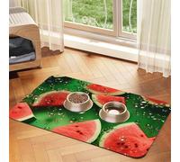 WZYCWB Sets de table absorbants pour animaux de compagnie Motif pastèque découpé en cubes 30 x 45 cm - Tapis de nourriture antidérapant pour chiens et chats