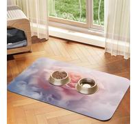 WZYCWB Sets de table absorbants pour animaux de compagnie Motif rose blanche 30 x 45 cm - Tapis antidérapant pour nourriture et bol d'eau pour chiens et chats