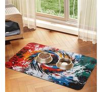 WZYCWB Sets de table absorbants pour animaux de compagnie Motif tourbillons de graffiti 40 x 60 cm - Tapis antidérapant pour nourriture et bol d'eau pour chiens et chats