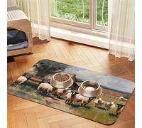 WZYCWB Sets de table absorbants pour animaux de la ferme mignons 30 x 45 cm - Tapis de nourriture antidérapant pour chiens et chats
