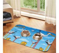 WZYCWB Sets de table absorbants pour animaux domestiques avec grue blanche et tour suspendue, 30 x 45 cm - Tapis antidérapant pour nourriture pour chiens et chats