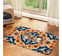 WZYCWB Sets de table absorbants pour animaux domestiques Motif fleurs symétriques 40 x 60 cm Tapis de nourriture antidérapant pour chiens et chats