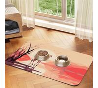 WZYCWB Sets de table absorbants pour animaux domestiques Motif girafe marchante 40 x 60 cm - Tapis de nourriture antidérapant pour chiens et chats