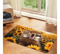 WZYCWB Sets de table absorbants pour animaux domestiques Motif tournesol caniche 40 x 60 cm - Tapis antidérapant pour nourriture et bol d'eau pour chiens et chats