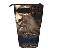 WZYCWB Shiny Cat Boîte de rangement rétractable pour stylos, pinceaux de maquillage ou sacs à monnaie avec cordon de serrage.