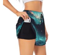 WZYCWB Short de sport d'été avec étoiles de science-fiction - Idéal pour la course, la gym et le yoga, noir, Taille L