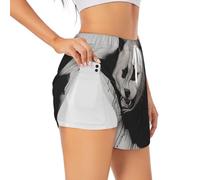 WZYCWB Short de sport double couche anti-exposition - Imprimé loup hurlant en colère - Coupe ample - Pantalon de course à pied taille haute, blanc, XL