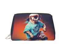 WZYCWB Sleeping Puppies Trousse à cosmétiques en cuir imprimé pour femme - Élégante et douce, durable, Skateboard avec des chiens, Taille unique