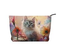 WZYCWB Sleeping Puppies Trousse de toilette à motifs, indispensable pour organiser les cosmétiques et les produits de soins de la peau., Chaton assis, Taille unique