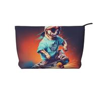 WZYCWB Sleeping Puppies Trousse de toilette à motifs, indispensable pour organiser les cosmétiques et les produits de soins de la peau., Skateboard avec des chiens, Taille unique