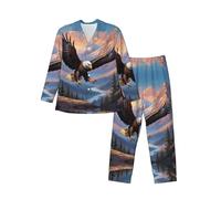WZYCWB Soaring Eagle Ensemble pyjama à manches longues pour homme avec poches latérales pratiques, Noir/blanc, M