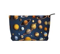 WZYCWB Solar System Planets Trousse à maquillage en velours côtelé pour femme, sac à main portable à fermeture éclair, adapté pour les voyages et le rangement quotidien, les cosmétiques