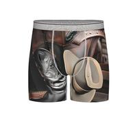 WZYCWB Sous-vêtement long respirant à séchage rapide pour homme - Chapeau noir de cowboy imprimé bottes western (S-4XL), gris clair, M