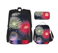 WZYCWB Splendid Fireworks Cartable + trousse + sac à déjeuner pour tous les jours