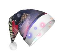 WZYCWB Splendid Fireworks Patterns Chapeau de Père Noël | Chapeau de vacances lumineux en peluche pour Noël, Nouvel An et événements de fête