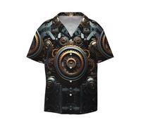 WZYCWB Steampunk Gear Chemise imprimée à manches courtes, élégante et décontractée, adaptée aux affaires, tailles S à 4XL, noir, Taille L