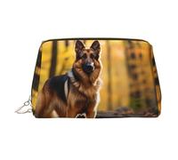 WZYCWB Steampunk Gear Trousse à cosmétiques en cuir imprimé pour femme - Élégante et douce, durable, Chien de berger debout, Taille unique