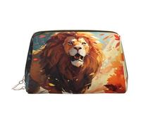 WZYCWB Steampunk Gear Trousse à cosmétiques en cuir imprimé pour femme - Élégante et douce, durable, Lion debout, Taille unique