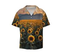 WZYCWB Sunflower Sea is High Chemise à manches courtes pour homme Chemise décontractée à boutons Vêtements de plage Vacances, noir, Taille XL