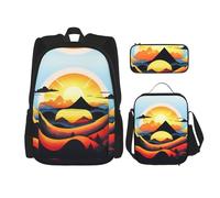 WZYCWB Sunrise Mountain Ensemble sac à dos (3 pièces) - Sac d'écolier + trousse + sac à déjeuner + sac à dos grande capacité