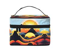 WZYCWB Sunrise Mountain Grande trousse de maquillage pour femme, trousse de maquillage portable de grande capacité, sac de rangement pour filles, noir, taille unique, noir, taille unique, Noir