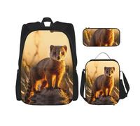 WZYCWB Suricates Ensemble sac à dos (3 pièces) - Sac d'école pour étudiant + trousse + sac à déjeuner + sac à dos grande capacité