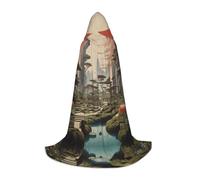 WZYCWB Surréaliste Garden Imprimé Grande cape à capuche Costume de fête de vacances Carnaval Accessoire de fête Tailles S/M/L
