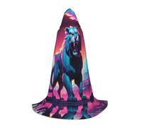 WZYCWB Synthwave Petite cape à capuche imprimée Sabertooth - Costume de vacances - Accessoire de fête de carnaval - Tailles S/M/L
