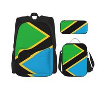 WZYCWB Tanzania Flag Sac à dos (3 pièces) - Sac d'école, trousse à crayons et sac à déjeuner, sac à dos grande capacité