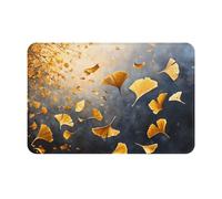 WZYCWB Tapis de sol 40,6 x 61 cm, tapis d'entrée, tapis de porte de cuisine, adapté pour chambre à coucher, salle de bain, bureau, salon, motif feuille de ginkgo doré