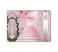 WZYCWB Tapis de sol en flanelle avec motif fleurs de cerisier rose - 203,2 x 147,3 cm