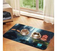 WZYCWB Tapis de table pour animal domestique Motif La ville sur l'eau 40 x 60 cm - Tapis de gamelle pliable et facile à ranger