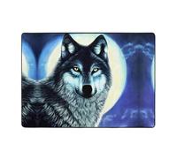 WZYCWB Tapis imprimé loup sous la lune, 203,2 x 147,3 cm, doux et antidérapant, convient pour les tables de chevet, les bureaux, les balcons et autres espaces.