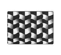 WZYCWB Tapis imprimé mosaïque vague noir et blanc, 203,2 x 147,3 cm, doux et antidérapant, adapté pour les tables de chevet, les bureaux, les balcons et autres espaces.