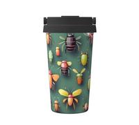 WZYCWB Tasse à café portable imprimée Insect Atlas - Spécialement conçue pour les amateurs de café, adaptée pour la voiture, le bureau et l'extérieur
