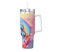 WZYCWB Tasse à glace tendance avec imprimé licorne arc-en-ciel - Super isolation thermique et froide, un incontournable pour les voyages en plein air et le sport