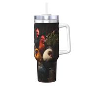 WZYCWB Tasse à glace tendance imprimée avec portefeuille familial de coq, super isolation thermique et froide, un incontournable pour les voyages en plein air et le sport