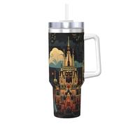 WZYCWB Tasse à glace tendance imprimée de petites villes - Tasse d'isolation super thermique et froide, un incontournable pour les voyages en plein air et le sport