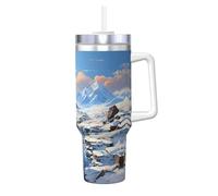 WZYCWB Tasse à glace tendance imprimée paysage de montagne enneigée - Super tasse d'isolation thermique et froide, un incontournable pour les voyages en plein air et le sport