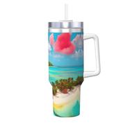 WZYCWB Tasse à glace tendance imprimée paysage des Caraïbes - Super tasse d'isolation thermique et froide, un incontournable pour les voyages en plein air et le sport