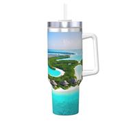 WZYCWB Tasse à glace tendance imprimée paysage des Maldives - Super tasse d'isolation thermique et froide, un incontournable pour les voyages en plein air et le sport