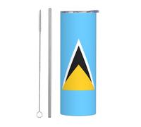 WZYCWB Tasse isotherme en acier inoxydable avec drapeau de Sainte-Lucie - Pour le bureau, les sports de plein air, le cyclisme - Tasse respectueuse de l'environnement - 590 ml